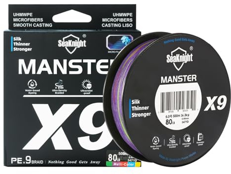 Seaknight X9 Sedal de Pesca Trenzado de Agua Salada de 9 Capas, 150 m, Polietileno Trenzado, 9 hebras, Muy Fuerte, para Carpa, Trucha, 17-80 kg