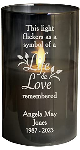 Personalised Life & Love Memory Smoked LED Candle Loving Memorial | Remembrance