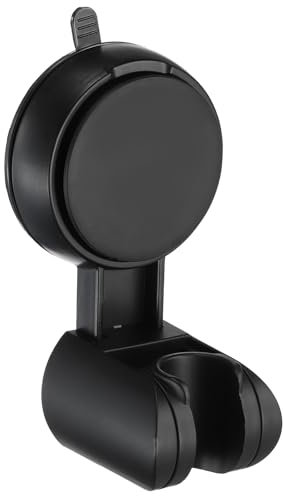 sourcing map Shower Head Holder, Suction Cup Shower Head Holder, Handheld Removable Showerhead and Wall Mounted Suction Bracket (L-Shaped, Black)