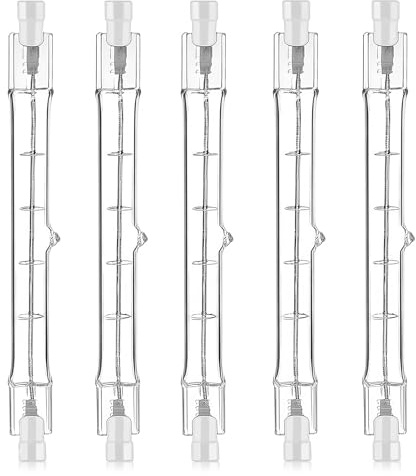 5 Pieces 400W J Type R7s Bulb, R7s Linear J-Type Halogen Bulbs 118mm 220-240V Dimmable Linear Light Bulbs, 2500K Warm White for Outdoor, Floodlights, Landscape and Work Lighting Energy Efficient