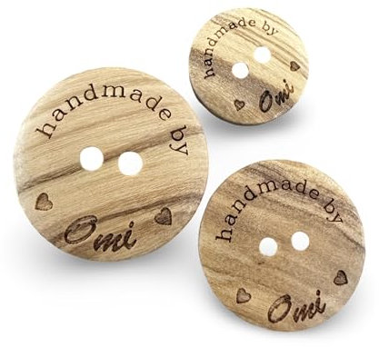 1 Set (30 Knöpfe in 3 verschiedenen Grössen) echte Olivenholz Knöpfe made by Omi Holzknöpfe