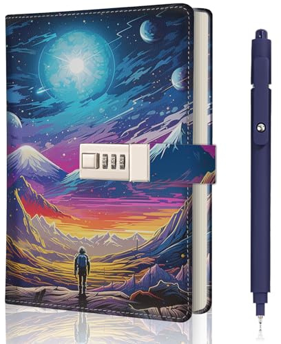 Diary with Lock for Boys, Kids Lockable Secret Diary, Gifts for 8 9 10 11 12 13 14 15 16 17 18+ Boys Teenagers, Gifts Journals Notebook Travel Space Stationery Set School Supplies for Boy Men Girls