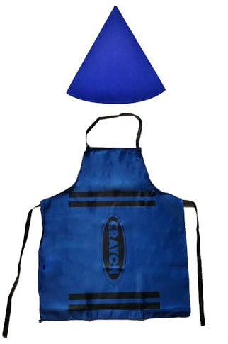 VIGUEUR Gnome Cone Hat and Crayon Apron Costume Set, Adult Halloween Cosplay Outfit, Blue