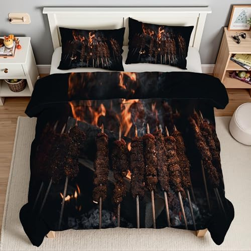 Piumino Matrimoniale Spiedino Di Carne Trapunte Fiamma Piumone Imbottito Resistente Lavabile, Super Morbida Trapunta, piumini 200x200 cm in Microfibra Reversibile e 2 Federa 50x80 cmT2728