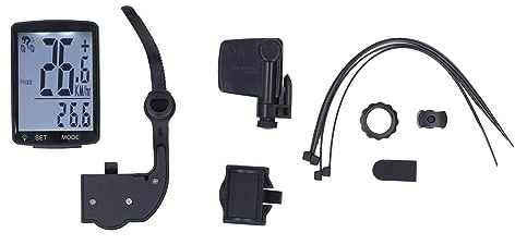 SEAFRONT Velómetro Inalámbrico de Ciclo de Computadora Gran 2.8 Pulgadas LCD Pantalla LED Inalámbrica Función de Escaneo de Retroiluminación 2 Soportes Negros con Luz Blanca