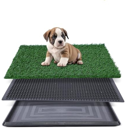 Zjyufy Baño para Perros con Césped Artificial Y Bandeja 50 × 40 Cm