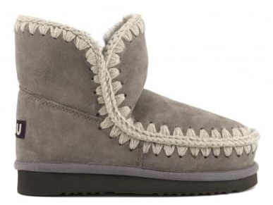 Mou Stivali Eschimesi in pelle scamosciata, grigio con cuciture decorative in crema, suola antiscivolo, design Moccasin, grigio, 39 EU