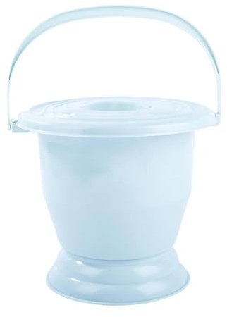 KiBcsLic Urinario de cabecera con escupidera y tapa, cubo con inodoro, orinal, bacinilla portátil para mujeres, hombres y dormitorios, Azul