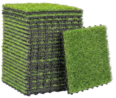 Outsunny Césped Artificial de 22 Piezas Drenaje Automático 30x30 cm Verde
