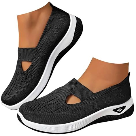 Zapatillas Mujer Sin Cordones Ortopédicas para Caminar Máximo Confort Transpirables con Cojín de Aire Amortiguación Antideslizante Deportivas Ligeras Slip On Tenis Trabajo Diario Fitness Soporte