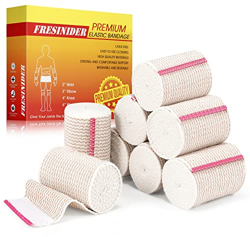 FRESINIDER Premium Elastic Bandage Wrap, 8 Pack 3 Cotton Latex Free Compression Bandage Wrap with Touch Closure at Both Ends, Support & First Aid for Sports, Medical, and Injury Recovery