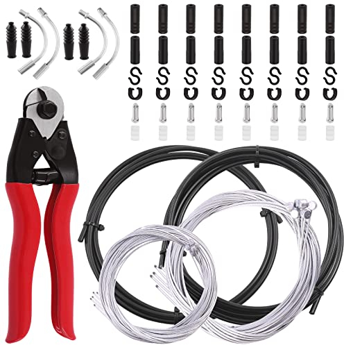 Swpeet 67Pcs Universal Fahrrad Shifter Kabel Gehäuse mit Fahrrad Kabel Cutter Kit, Bremse Shift Kabel Endkappen Rohr S Schnalle Innen Schwanz Kappen und O-Ringe Perfekt für Fahrrad Fahrrad