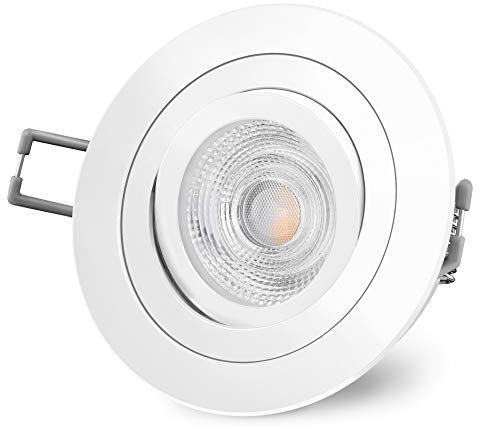 SSC-LUXon RF-2 Einbauspot LED rund schwenkbar Lampe für Bad Weiß - inkl. LED GU10 LumiFLEX 5W drei Lichtfarben - Strahler für Küche & Flur