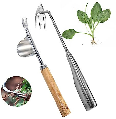 Tefola Lot de 2 Extracteur manuel pour mauvaises herbes, outil de jardin, scarificateur de sol, portable, outil de désherbage, extracteur de mauvaises herbes de jardin