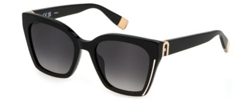 Furla Unisex SFU708 Sunglasses, Glossy Black, 54