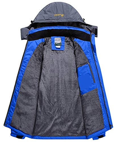 DondPO Winterjacke Herren Wandern Winddichte Wasserdicht Skijacke Snowboardjacke Gefüttert Fahrrad Warm Stadionjacke Winterjacke Kapuze Grau Outdoor Funktionsjacke Jacke