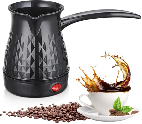 Cafetière Turque,500ML 600 W,220 V,Machine A Café Turque Grecque,Cafetière Électrique En Acier Inoxydable,Bouilloire Électrique En Acier Inoxydable Pour Thé,Café,Maison (Black)