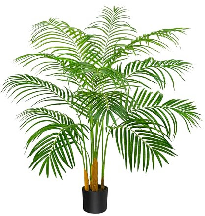 Finto albero di palma artificiale con 18 tronchi e vero Design corteccia, poliestere Premium, palma del paradiso tropicale in vaso (nero, 90CM)