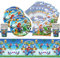 Birthday Party Decorations - 41 Pcs Table Decorations Include Paper Plates, Cups, Napkins, Table Cloth for Kids' Party