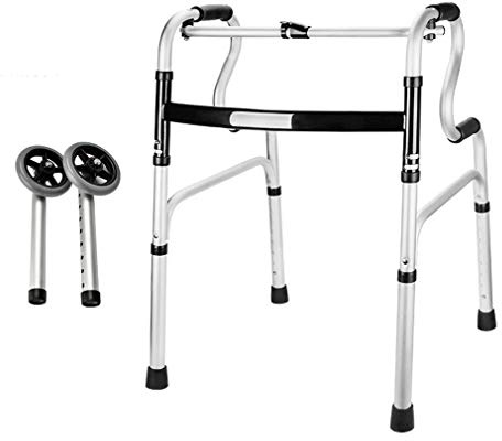 HSWOYEA Andador geriátrico Ligero y Plegable con 2 Ruedas, Estructura para Caminar con Ruedas, Altura Ajustable, reposabrazos con bastón para Adultos Mayores, discapacitados bariátricos