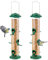 iBorn 2 Stück Vogelfutterspender - 35，6cm Metall Futterspender mit 6 Anflugplätzen - Futterhaus zum Aufhängen für Vögel -Wildvogel Futterstation - Futtersäule - Wildvögel Futtersilo- Grün