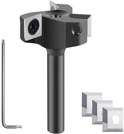 SpeTool Face Cutter 8 mm Shank 35 mm Diameter Precise Surface Milling Cutter with 3 Interchangeable Carbide Blades (10.5 mm x 10.5 mm x 2.2 mm) 3 Flutes CNC Solid Carbide Face Milling Cutter for