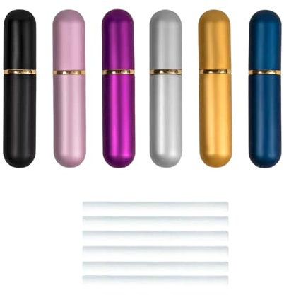 GUTERTOP 6 Stück Inhalierstift, Riechstifte ür Ätherische Öle, Wick Inhalierstift, Ätherisches Öl Tuben Aromatherapie Flasche Nasal Inhalatoren Parfüm Rohr Mit 6 Baumwoll-Dochte