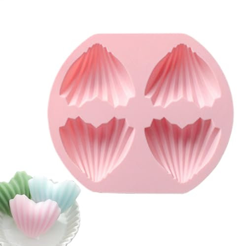 Moule à Madeleinee, 4 cavités en forme de cœur Moules à cupcakes et desserts, moules à madeleines en silicone pour la pâtisserie, moule en silicone en forme de coquille de cœur pour la maison et la