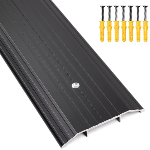 Heneymo Thicken Aluminum Commercial Flat-Profile Threshold, Sturdy and Sleek Entryway Access Solution Draft Protection, Size 4 in x 0.5 in. x 48 in (Black)