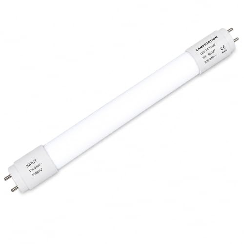 LampStation 2FT LED Tube Light 9W 6500K Cool White | T8 LED Tube G13 | Fluorescent Light Tube Replacement | LED Tube Light for Kitchen Garage Workshop | 3 Year Warranty | Energy Class D
