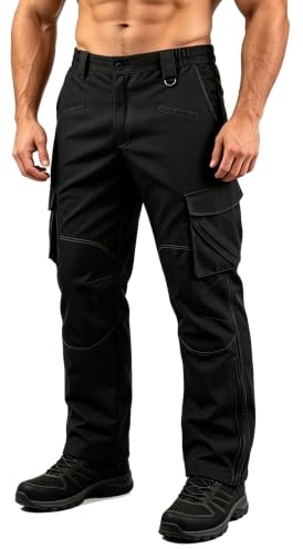 ZITY Pantalones de Trabajo para Hombre, Pantalones tácticos Cargo Senderismo con Cintura elástica montañismo para Exteriores con múltiples Bolsillos