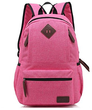 XibeiTrade Mochila de viaje de lona ligera de piel para la escuela, mochila para ordenador portátil, mochila de día (rojo sandía)