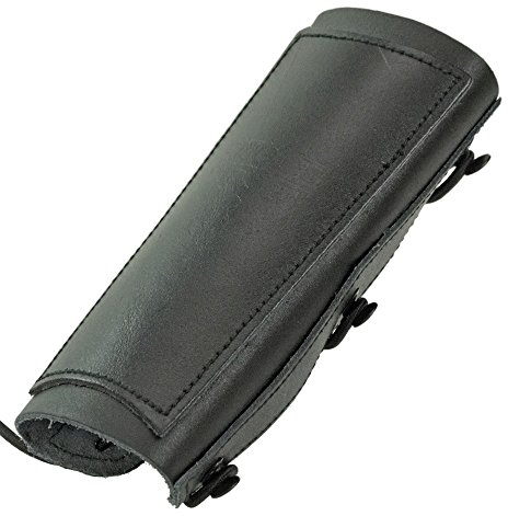 elToro Armschutz King schwarz – traditioneller Armschutz aus robustem Leder, ca. 17 cm lang, mit mittiger Verstärkung und Verstellbarer Schnürung, komfortabler Schutz für Bogenschießen und Training