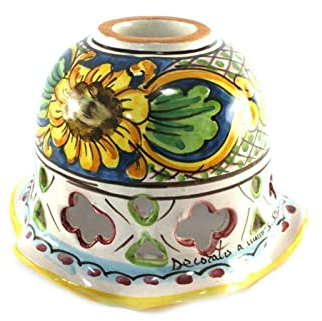 Coppa in ceramica per lampadario applique plafoniera decorata realizzata e firmato a mano art. candida