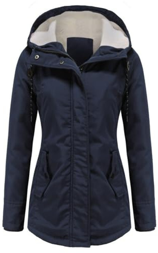 YYNUDA Femme Hiver Parka à Capuche Manteau Hiver Chaud à Capuche Veste Long Bleu L