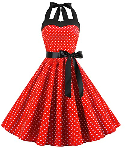 Vestido Vintage Años 50 Mujer Retro Rockabilly Pin Up Elegante Vestidos sin Mangas con Detalle de Cuerpo al Descubierto y Escote en Corazón de Estilo Polka Dot, Trapecio, para Boda, Cóctel, Fiesta