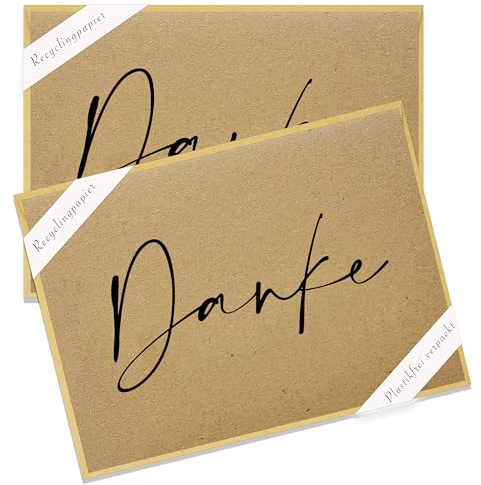 Pusteblume Grusskarten 2 x Natur Dankeskarte aus recyceltem Karton mit Umschlägen - Karte Danke (Danke)