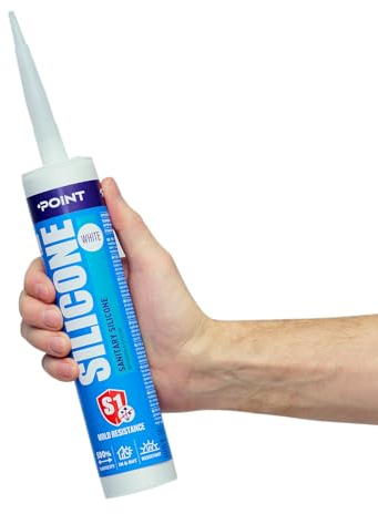 POINT Weiß C01 Sanitär Silikon – Wasserfestes Bad Silikon & Küchensilikon – Feuchtigkeits- und Hitzeresistentes Sanitärsilikon, Made in EU – Leichte Verarbeitung – Perfekt für Hand- und Heimwerker