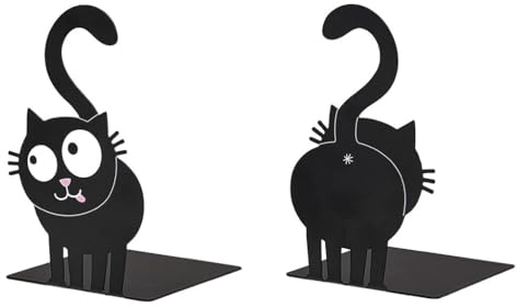 moses. Ed, The Cat Buchstützen 2er Set, Schwarze Katzen Buchstütze, Buchständer aus Metall, Dekoration für das Bücherregal