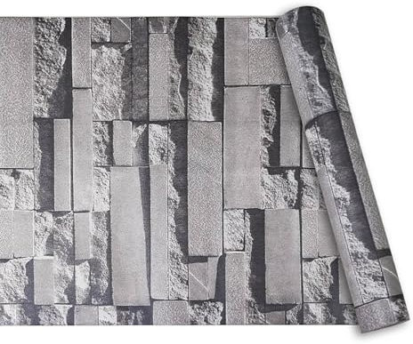 Tarwanear Brick Wallpaper Light Grey Brick Effect Wallpaper Realistic Stone Effect Wall Paper Roll Vintage Stone Matte Textured 3D Effect Wall Paper for Living Room Bedroom Hallway Lounge Decorations