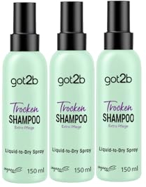 got2b Trockenshampoo Extra Pflege Liquid-to-Dry Spray (3x 150 ml), Dry Shampoo für makellos-frische Looks, Trockenshampoo ohne sichtbare Rückstände mit 24 h fruchtig-floralem Duft