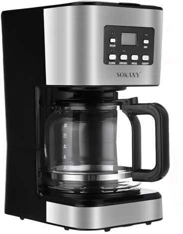 12-Cup Drip Coffee Maker Machine, 1.5L Filter Coffee Machine,900W Programmable Drip Filter Coffee Machine with Timer, 40min Keep Warm & Anti-Drip System, Fast Brewing Technology, for Cappuccino, Latte