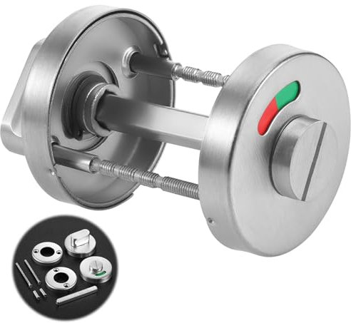 Zocipro Rosace WC avec Indicateur de Présence, Serrure de Salle de Bain avec Bouton Rotatif, Loquet Rotatif de Serrure WC, Ensemble de Rosaces en Acier Inoxydable pour Salle de Bain et WC