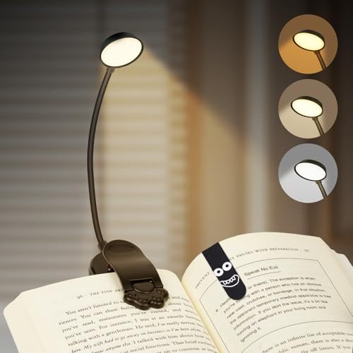 vsshe LED Lampada Luce da Lettura per Libro, 18 LEDs luce a clip per letto, Lampada da lettura a clip con Clip a Collo d'oca Flessibile a 360°, Ricaricabile USB, 3 Modalità, Dimmerabile Senza Livelli.