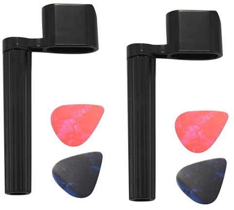 Reinscer 2 cuerdas + 4 púas de manivela premium para cuerdas de guitarra Western, guitarra de concierto, guitarra eléctrica o guitarra acústica, color negro con tirador y púas