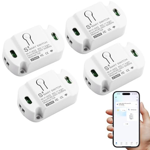 HNCY 4PCS Alexa Lichtschalter Smart Life, Smart Switch Modul, Sprachsteuerung/Timer, Mini WLAN Schalter mit Smart Life/Tuya App, WLAN Lichtschalter Smart Life Kompatibel Alexa/Google Home