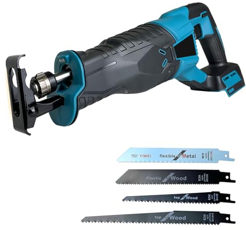 Bohemen Sierra de sable inalámbrica para batería de 18 V, cola de zorro eléctrica con 0-3500 rpm, 4 hojas de sierra para metal, madera, tubo de PVC y corte de árbol (sin batería)