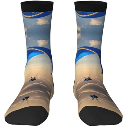 WBQLSL Calcetines deportivos transpirables con patrón de parapente: calcetines elásticos a media pantorrilla, adecuados para fitness y uso casual.