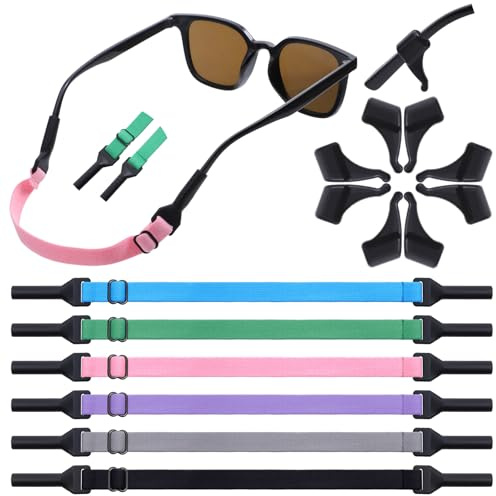 6 stycken glasögonband justerbara glasögonband färgglada glas kedja glasögonsnöre halkfri elastisk sport glasögonbandshållare för sport barn solglasögon läsglasögon kedja sport glasögonband