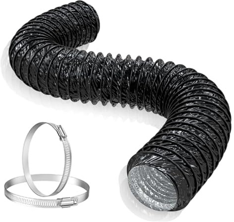 Hon&Guan 100 mm PVC-rör, flexslang upp till 2,5 m med slangklämmor, kan skäras till, värmebeständig, flexibel för torktumlare, köksfläkt 3D-skrivare, torktumlare luftkonditionering, ventilation
